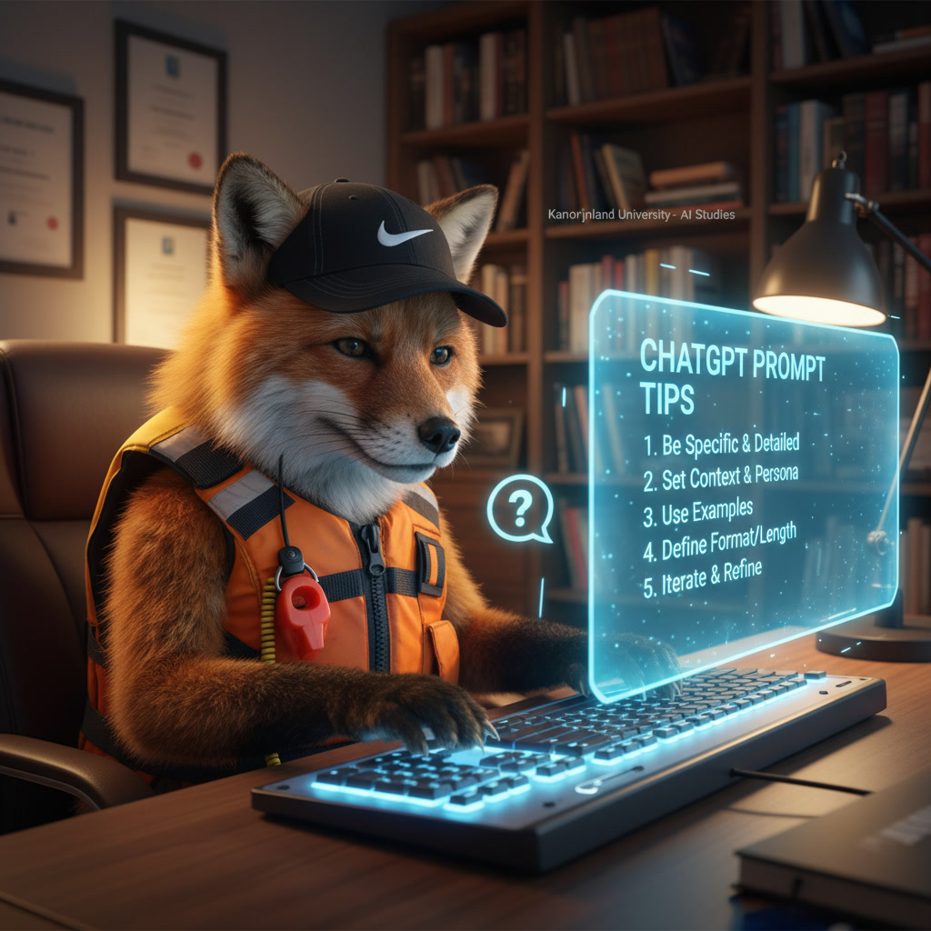 Vos achter de computer met zwemvest