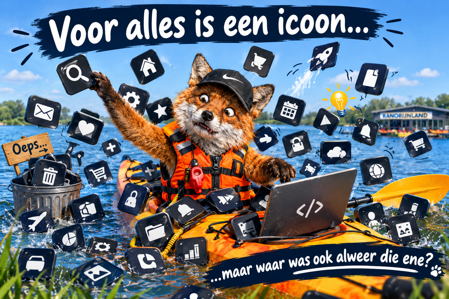 Vos met allemaal iconen om zich heen